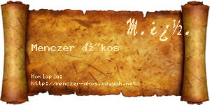 Menczer Ákos névjegykártya